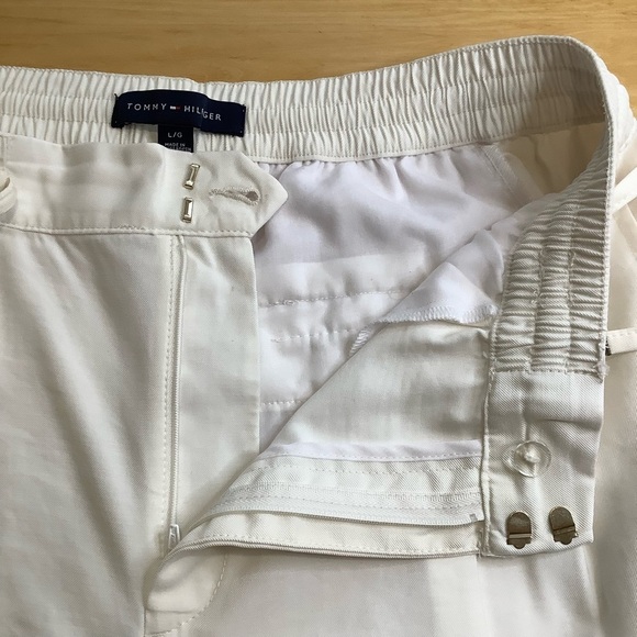TOMMY HILFIGER White Relaxed Wide Leg Pleated Pants Size L - Picture 8 of 13